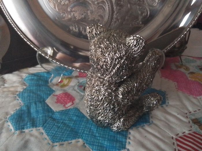 Silver Teddy Bear Ornament