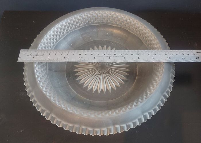 Beautiful Vintage Pressed Glass Cake Stand or Fruit Bowl in Frosted Un-Coloured Glass