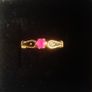 Vintage gold enamel & ruby dress ring size J1/2 Image 2