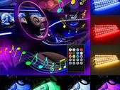 4PCS RGB 72LED Car Interior Atmosphere Decor Light Strips Music Control Dimmable
