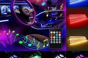 4PCS RGB 72LED Car Interior Atmosphere Decor Light Strips Music Control Dimmable