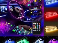 main image for ad 4PCS RGB 72LED Car Interior Atmosphere Decor Light Strips Music Control Dimmable