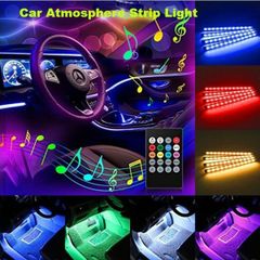 4PCS RGB 72LED Car Interior Atmosphere Decor Light Strips Music Control Dimmable