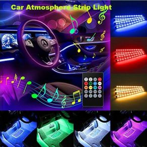4PCS RGB 72LED Car Interior Atmosphere Decor Light Strips Music Control Dimmable