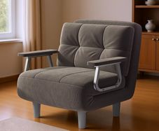 4-in-1 Folding Sofa Bed, Single Convertible Chair Bed with 5-Position Backrest & Pillow, Padded Sleeper Couch for Living Room Guest