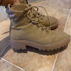 Tan lace-up ankle boots - size 4