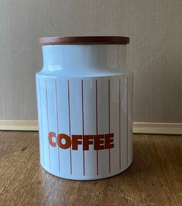 Vintage Coffee Canister Hornsea 1980s Brown and White Stripe Ceramic Storage Canister