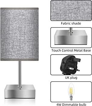 Touch Control Table Lamp, 3-Way Dimmable Bedside Lamps Nightstand Lamps with Flaxen Fabric Shade for Bedroom Living Room,LED Bulbs Included (FREE SHIPPING)