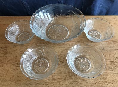 Vintage Glass Dessert Bowl including 4 small bowls