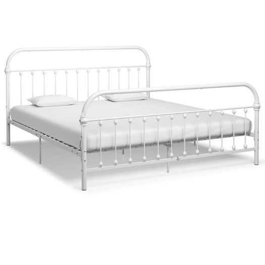 Bed Frame White Metal 180x200 cm