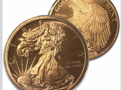 Full tube of 20 x 1 oz 999 Copper copper Walking Liberty Eagle