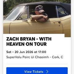 1 SEATED Zack Bryan ticket CORK