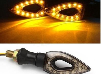 1Pair Waterproof Amber Light 12 LED Motorcycle Turn Signal Lights Indicators Lights