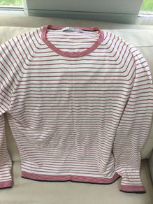Zara mens cream and red stripe jumper slim fit large
