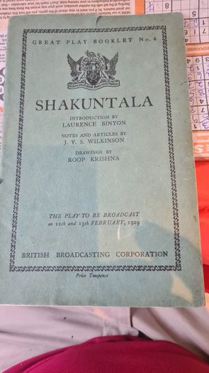 Shakuntala. Great Play Booklet No 6.1929. Rare Vintage. By The British Broadcasting Corporation.