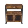 Farmhouse Coffee Bar Cabinet with 4-Tier Storage, Movable Coffee Bar Table with Wheels & Mesh Door, Sideboard Buffet Cabinet for Kitchen, Entryway Image 5