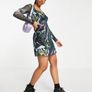 Marble print mesh dress Image 3