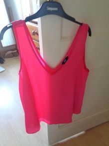 F & F Cerise V Neck Sleeveless Top for Sale