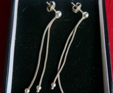 Vintage Sterling Silver 925 -  2 Strand Balls Drop Earrings 2,63g