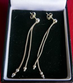 Vintage Sterling Silver 925 -  2 Strand Balls Drop Earrings 2,63g