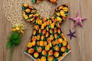 Orange  Baby Girl Jumpsuit Romper + Headband Outfit Summer