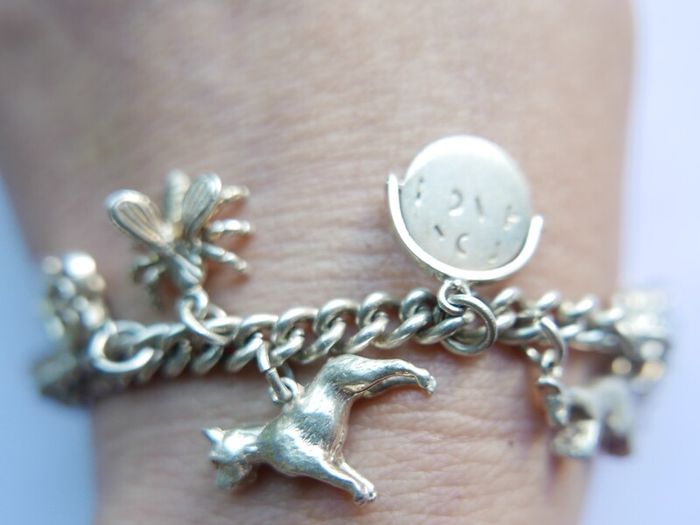 Vintage Heavy Sterling Silver Charm Bracelet length 7" - 37,9g