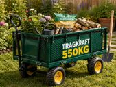 550kg Heavy Duty Garden Trolley with Removable Tarpaulin Utility Cart Green