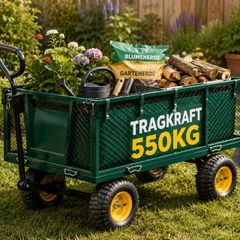 550kg Heavy Duty Garden Trolley with Removable Tarpaulin Utility Cart Green