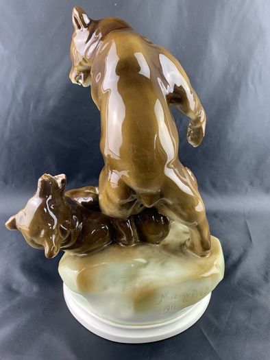 Antique Pecs Zsolnay Fighting bears Hungarian Figurine