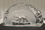 Swedish Art Glass Polar Bear Plaque Mats Jonasson Style