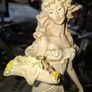 Beautiful Old Figurine distinctive Art Nouveau style of Italian sculptor, depicting an elegant woman in a flowing pastel gown holding a floral arrangement, Postage Available or Collection Image 2