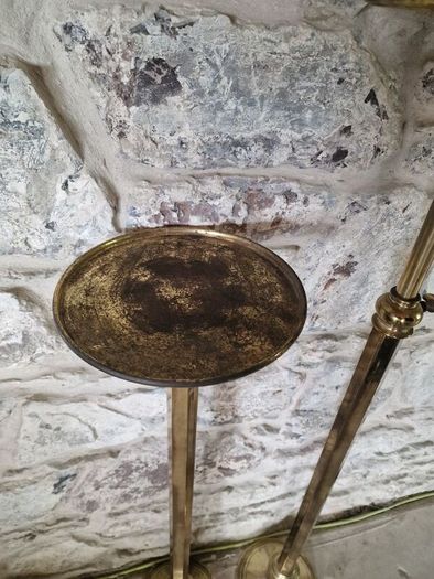 Pair of Tall Adjustable Brass Planters  Display Stands Vintage Edwardian Style Pedestals