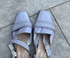 Lavender Leather Loafer Heels (Size EU 37.5)