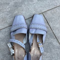 Lavender Leather Loafer Heels (Size EU 37.5)