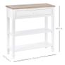 Console Table, 3-tier Hallway Table with Drawer and 2 Open Shelves, Retro Entry Table for Shoe Storage, White Image 3