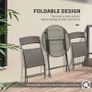 3 Piece Rattan Bistro Set, Patio Balcony Furniture with 2 Folding Rattan Chairs and Glass Coffee Table, for Garden, Balcony, Outdoor, Brown Image 4