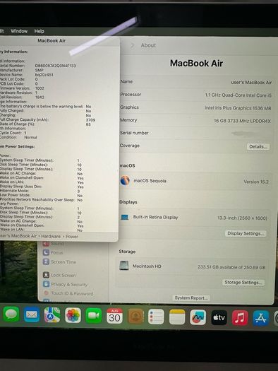 2019 Macbook Air 13" I5 16ram / 250ssd