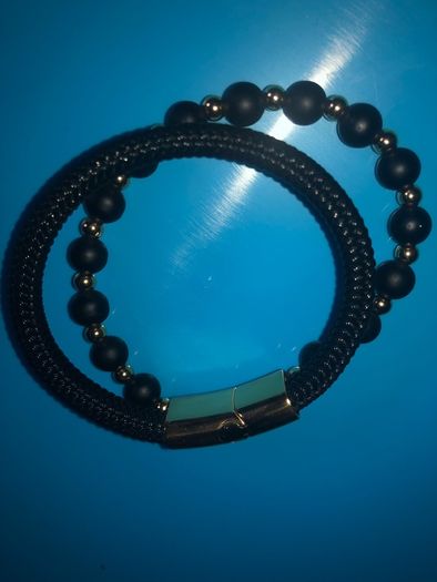 Mens Bracelet black and gold brand new