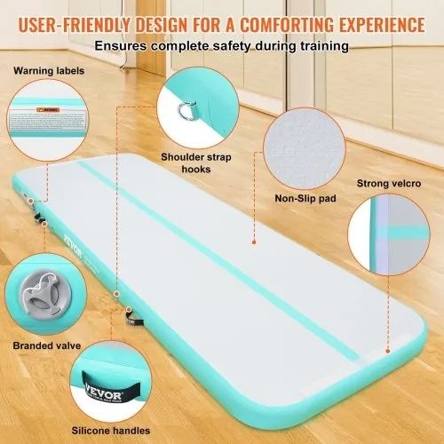 Gymnastics Air Mat, 4 inch Thickness Inflatable Gymnastics Tumbling Mat, Tumble Track with Electric Pump, Training Mats for Home