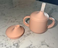 New Moonkie Silicone Baby Sippy & Straw Cup in Blush Pink