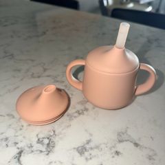 New Moonkie Silicone Baby Sippy & Straw Cup in Blush Pink