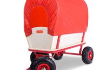 main image for ad Handcart heavy duty  holds  up to 180 kg Handcart Wood up to 180 kg 4 Profile Pneumatic Tyres Hand Trolley Transport Trolley All-Round Steel Tube Frame Red Garden Trolley