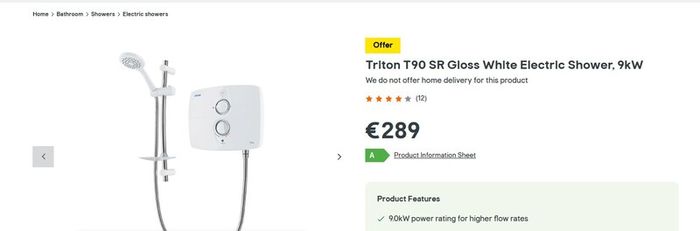 almost new Triton T90sr electric shower