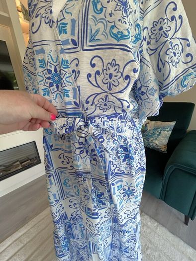 New Look Blue and White Faux Wrap Summer Dress