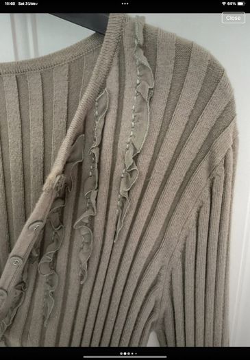 cardigan khaki principle ribbed cardigan with frill detail sizev12