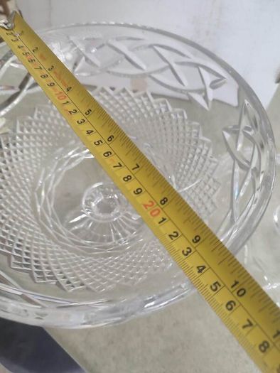 REAR  vintage GALWAY trinity knot  large Vintage Cut crystal pedestal bowl, heavy lead crystal and lid