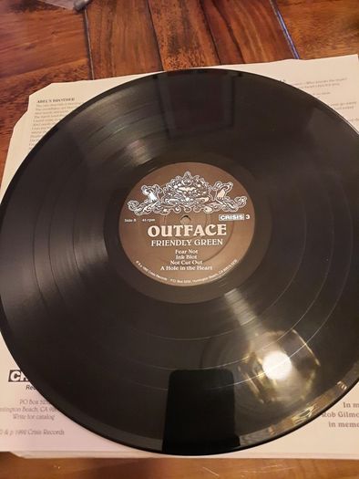 OUTFACE: Friendly Green  - LP 1992 - US Pressing (Autographed by Derrick Greene of Sepultura)