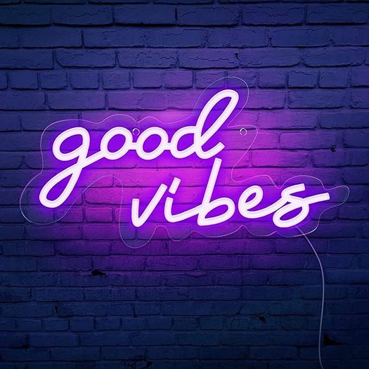 Good Vibes Neon Sign,Neon Light Powered by USB with Switch, Purple Led Neon Light Sign for Bedroom,Wall Decor,Game Room,Party, Bar Decor