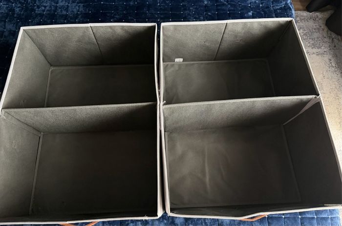 2 Large Foldable Storage Boxes with Divider - grey and white