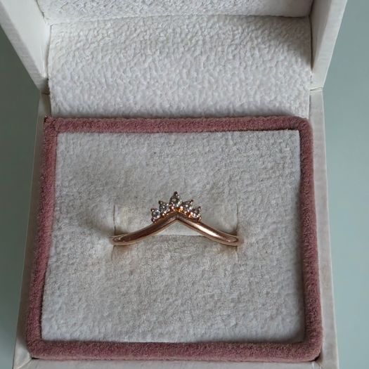 Pandora Tiara wishbone cubic zirconia rose gold plated size 54 perfect condition (no box)